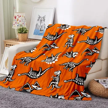 Soft Warm for Chair Travelling Camping Gift Kids Adults Bed Couch Decor King Size Cartoon Dinosaur Pattern Flanel Throw Blanket