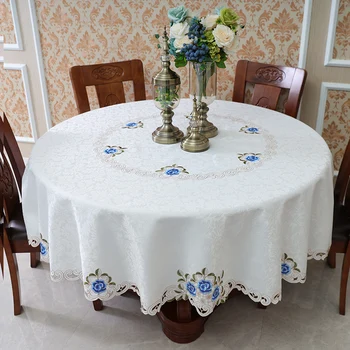 Stalo audinys Apvalus stalas Prabangus kambarys Estetiška staltiesė Kavos staliukas Valgomojo stalo užvalkalas Siuvinėtas dulkių dangtelis Nėrinių namų dekoras
