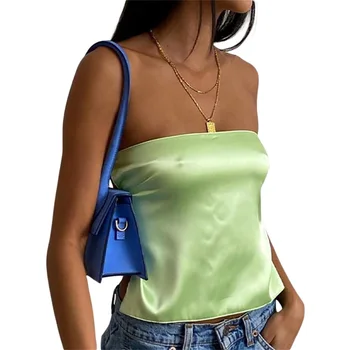 Strapless Backless Crop Tops Women Twist Front Hollow Tube Top Handeau Bustier Tops Aesthetic Clothes