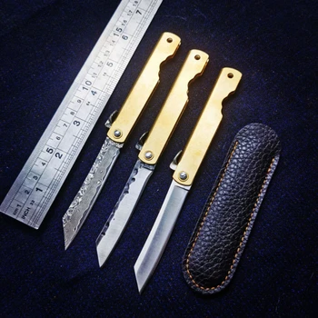 Sulankstomas peilis Damasko mini nešiojamas savigynos taktinis varinis rankena rankinis peilis nešiojamas žvejybos lauko įrankis