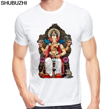 Summer Hindu Elephant God T Shirt Men Short Sleeve O-Neck India Ganesha marškinėliai Shiva The God Top Tee euro dydis
