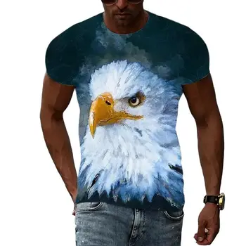 Summer Tide Eagle Abstrakcija Paveikslėlis Vyriški marškinėliai Casual 3D Print Trišakiai Hip Hop asmenybė Apvalus kaklas Trumpomis rankovėmis Viršus