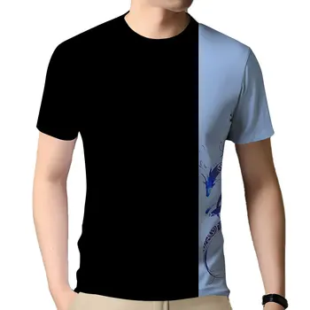 Summer Vyriški marškinėliai trumpomis rankovėmis Laisvalaikio greito džiūvimo spauda Gatvės laisvas raštas Viršus plius dydžio kontrastinis raštas Margaspalviai marškiniai