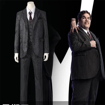 Trečiadienis Addams Cosplay Gomez Addams kostiuminė uniforma Helovino apranga Vyriškas paltas/Marškiniai/liemenė/Kelnės/ kaklaraištis pilnas komplektas Vakarėlio uniforma