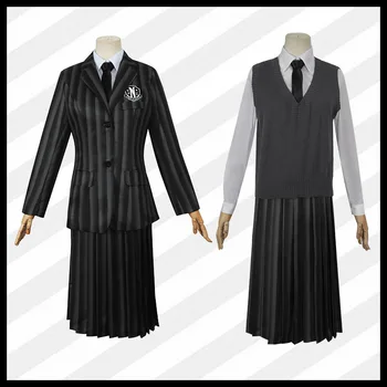 Trečiadienis Addams Trečiadienis Cosplay kostiuminė suknelė Moksleivė Nevermore Koledžo mokyklinės uniformos Tinka Helovino vakarėlio aprangai