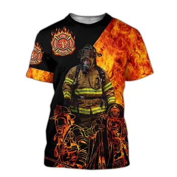 Ugniagesių atspausdinti marškinėliai 3D spausdinti vyriški marškinėliai Gatvės laisvalaikio trumpomis rankovėmis madingi dideli vasariniai marškinėliai madingi vyriški drabužiai