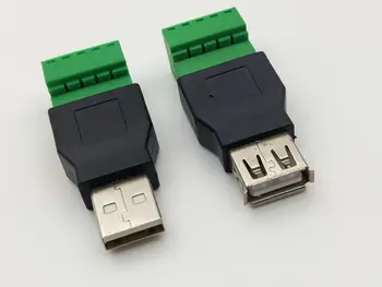 USB 2.0 A tipo moteriškas / vyriškas iki 5 kontaktų varžto gnybtų kištuko jungties adapteris Naujas