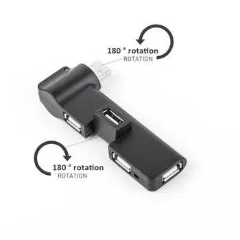 USB šakotuvas Mini dydžio USB 2.0 adapteris Pasukamas 4 prievadai Kelių USB skirstytuvų šakotuvas Duomenų kabelio plėstuvo jungtis PC kompiuteriui
