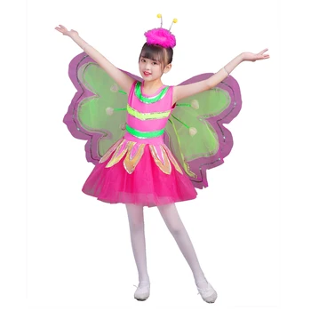 Vaikų lotynų šokis princesės sijonas mergaitė vabzdys skraidantis drugelio sijonas baleto suknelė mažas bičių šokio sijonas
