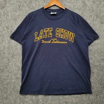 Vintage 90s Late-Show su David-Letterman marškinėliais Medium Faded Tee ilgomis rankovėmis