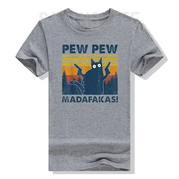 Vintage Cats Pew Pew Madafakas Funny Crazy Cat Lovers Gifts T-Shirt Say Tee Graphic Outfits Kitty Lover Palaidinės trumpomis rankovėmis