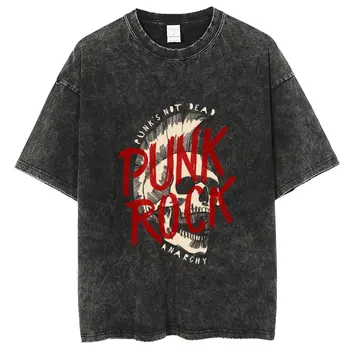 Vintage Washed Shirts, Attack On Skull Printed T Shirt Men, Harajuku oversize Tee Retro Couple Cotton Unisex Y2k Streetwear 