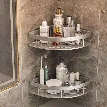 Vonios kambario lentyna aliuminio lydinio šampūnas Stovas Makiažo laikymo organizatorius Dušo lentyna Vonios kambario aksesuarai Nėra gręžimo sieninė kampinė lentyna