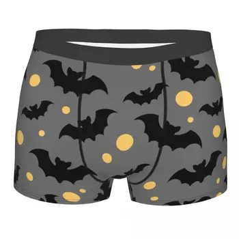 Vyriški juodi šikšnosparniai Geltoni mėnuliai Boksininko šortai Kelnaitės Vidurio juosmens apatiniai drabužiai Homme Sexy Plius dydžio apatinės kelnaitės
