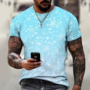 Vyriški marškinėliai Cool Snowflake Raštas Trumpomis rankovėmis Tops Fashion Style Oversized O-Neck Breathable Trikotažai 3D Spausdinti Hip Hop Tops