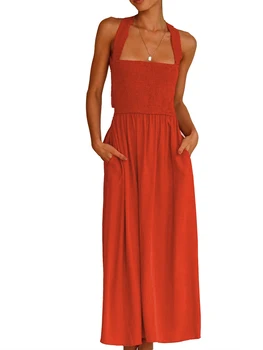Women s 2023 m. vasaros gėlių atspaudo suknelė be rankovių Maxi su apnuoginta nugara ir dizainu be nugaros - elegantiška Y2K Bodycon ilga suknelė