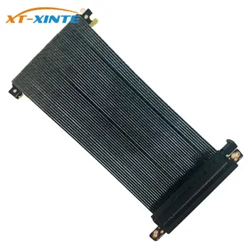 XT-XINTE PCIe 4.0 x16 stovo kabelis lankstus dvigubos atvirkštinės vaizdo plokštės prailginimo laidas Sidabru dengtas PCI-E Gen4 skirtas ITX važiuoklei