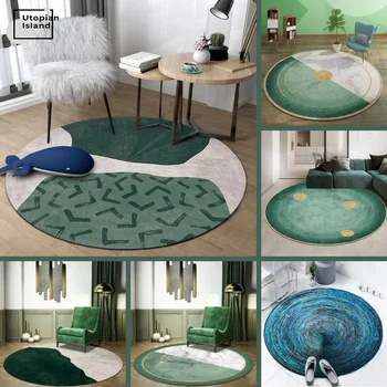 Šiaurės žalio marmuro apskritas kilimas namų svetainė miegamasis vonios grindų apdaila neslystantis minkštas 
