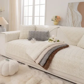 Žiemos vienspalvių skalikų sofos pagalvėlė Paminkštinta pliušinė pagalvėlė Neslidus odinis sofos užvalkalas Aukštos kokybės šiaurietiškas paprastumas